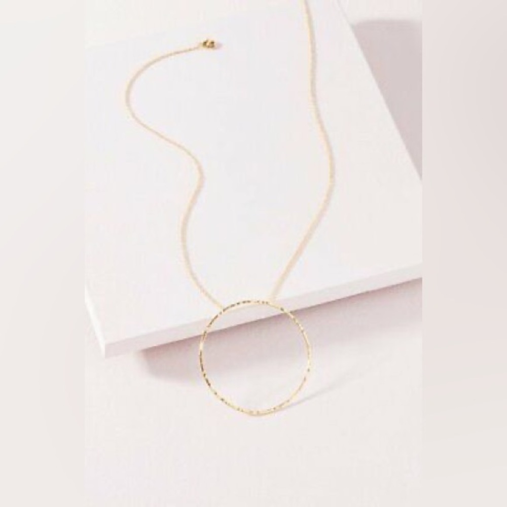 Stella & Dot Essential Hammered Hoop Pendant Necklace
